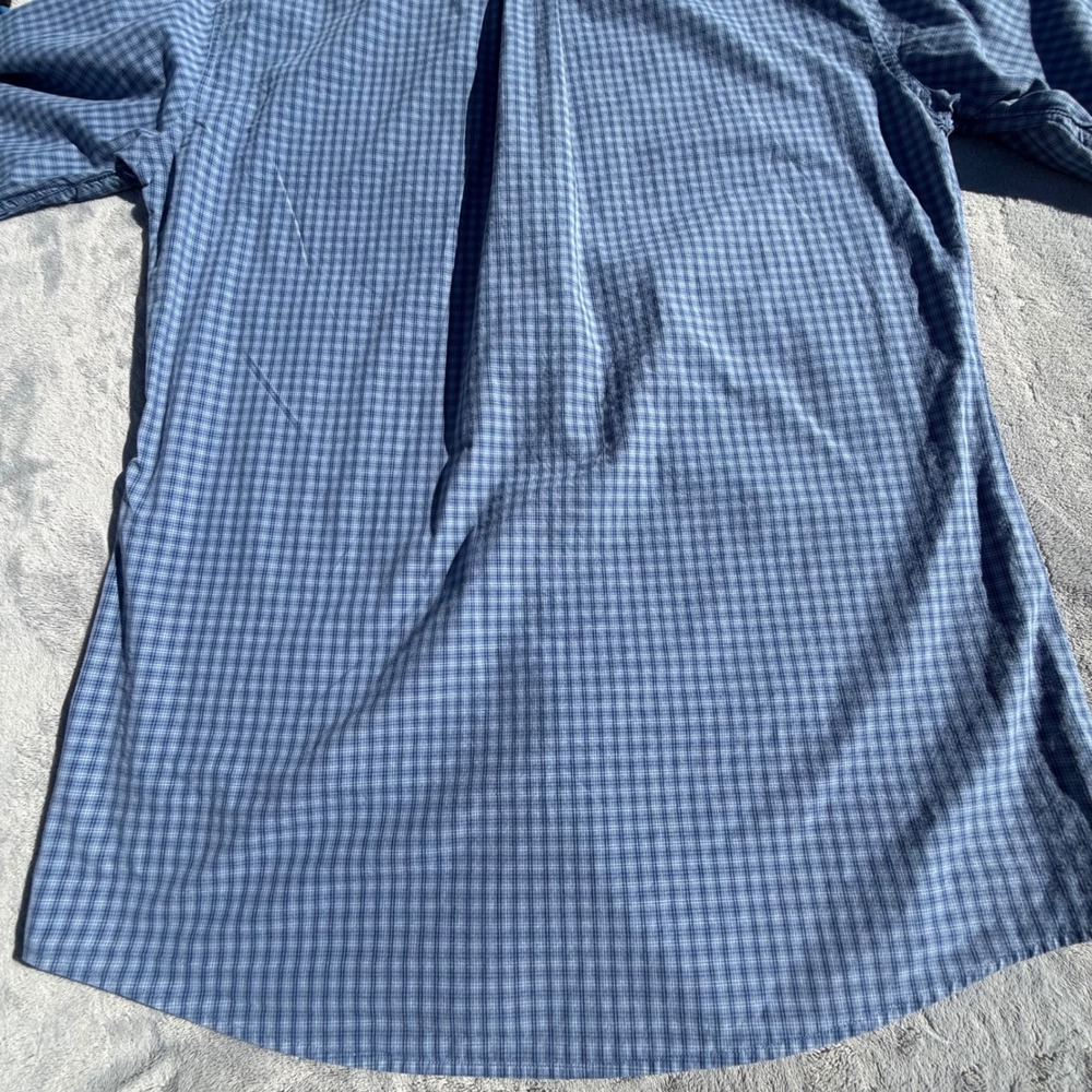 LL Bean Mens Large Tall Blue Plaid Button Down Shirt 100% Cotton Long Sleeve - Picture 9 of 13